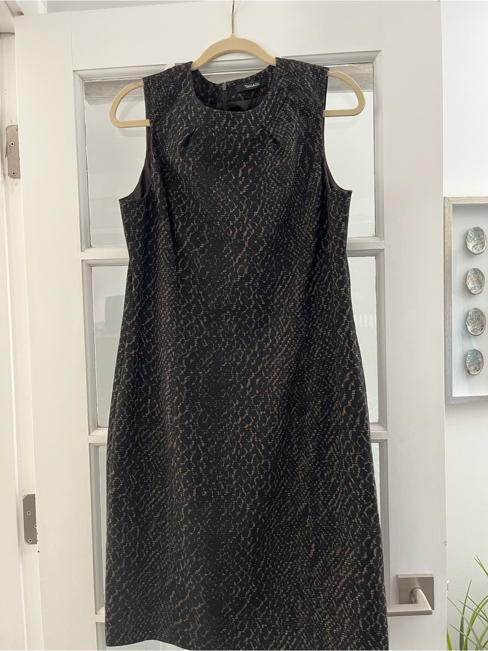 Tahari Black and Gold Patterned Dress